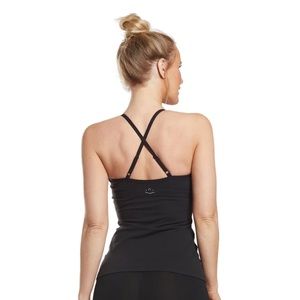 XS Black Scoop Neck Open Back Yoga Tank